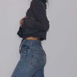 grey floral lace sweatshirt top